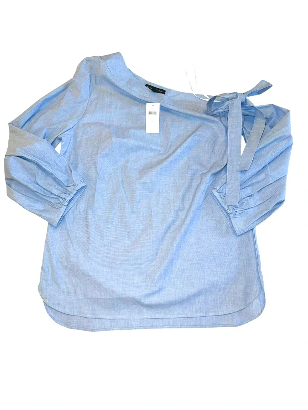 NWT Banana Republic One Shoulder Puff Sleeve Bow Top Blouse Med